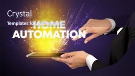  Presentation with home automation - Colorful presentation theme enhanced with close-up-of-a-touchscreen backdrop and a wine colored foreground