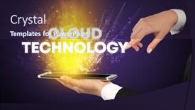  Presentation with cloud technology - Slide set having close-up-of-a-touchscreen background and a wine colored foreground