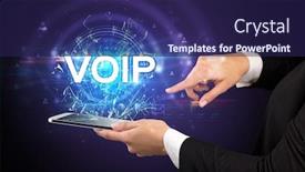  Presentation with voip - Amazing presentation theme having close-up-of-a-touchscreen backdrop and a navy blue colored foreground