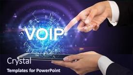  Presentation with voip - Colorful slide deck enhanced with close-up-of-a-touchscreen backdrop and a wine colored foreground