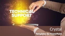  Presentation with technical support - Slide deck with close-up-of-a-touchscreen background and a coral colored foreground