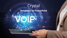  Presentation with voip - Amazing slide set having close-up-of-a-touchscreen backdrop and a navy blue colored foreground