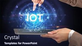  Presentation with iot - Theme featuring close-up-of-a-touchscreen background and a wine colored foreground