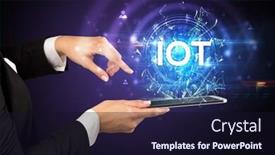  Presentation with iot - Presentation theme with close-up-of-a-touchscreen background and a wine colored foreground