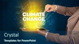  Presentation with climate change - Colorful PPT layouts enhanced with close-up-of-a-touchscreen backdrop and a ocean colored foreground