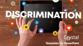  Presentation with discrimination - Audience pleasing presentation consisting of close-up-of-a-touchscreen backdrop and a tawny brown colored foreground