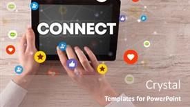  Presentation with networking - Cool new slides with close-up-of-a-touchscreen backdrop and a coral colored foreground