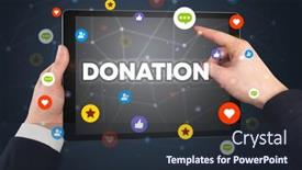  Presentation with donation - Theme featuring close-up-of-a-touchscreen background and a tawny brown colored foreground