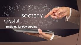  Presentation with social media - Cool new slide deck with close-up-of-a-touchscreen backdrop and a gray colored foreground