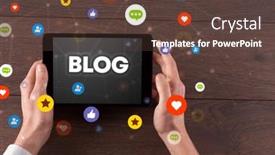  Presentation with blog - Audience pleasing slide set consisting of close-up-of-a-touchscreen backdrop and a tawny brown colored foreground