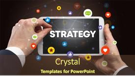  Presentation with strategy - Amazing PPT theme having close-up-of-a-touchscreen backdrop and a tawny brown colored foreground