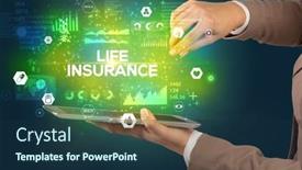  Presentation with life insurance - Cool new presentation theme with close-up-of-a-touchscreen backdrop and a navy blue colored foreground