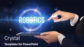  Presentation with tech - Presentation design with close-up-of-a-touchscreen background and a navy blue colored foreground