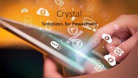  Presentation with hand drawn cartoon of sports - Presentation with close-up-of-a-touchscreen background and a gold colored foreground