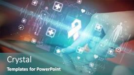  Presentation with healthcare - Presentation theme having close-up-of-a-touchscreen background and a teal colored foreground