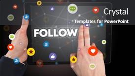  Presentation with social media - Presentation theme featuring close-up-of-a-touchscreen background and a dark gray colored foreground