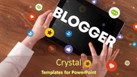  Presentation with social media - Presentation design having close-up-of-a-touchscreen background and a tawny brown colored foreground