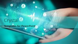  Presentation with healthcare - PPT layouts enhanced with close-up-of-a-touchscreen background and a cyan colored foreground