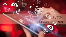  Presentation with hand drawn brush stroke design - Presentation with close-up-of-a-touchscreen background and a coral colored foreground