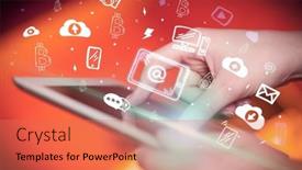  Presentation with hand drawn brush stroke design - Presentation theme featuring close-up-of-a-touchscreen background and a coral colored foreground