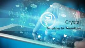  Presentation with healthcare - Slide deck featuring close-up-of-a-touchscreen background and a light blue colored foreground