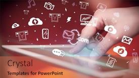  Presentation with paper hand drawn politics - Presentation theme having close-up-of-a-touchscreen background and a coral colored foreground