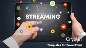  Presentation with social media - Presentation enhanced with close-up-of-a-touchscreen background and a wine colored foreground