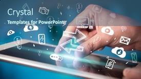  Presentation with hand drawn cartoon of sports - Presentation having close-up-of-a-touchscreen background and a ocean colored foreground