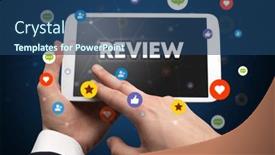  Presentation with social - Slides consisting of close-up-of-a-touchscreen background and a ocean colored foreground