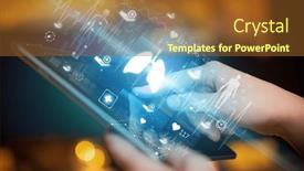  Presentation with healthcare - Slides with close-up-of-a-touchscreen background and a tawny brown colored foreground