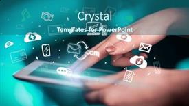  Presentation with hand drawn brush stroke design - PPT layouts having close-up-of-a-touchscreen background and a ocean colored foreground