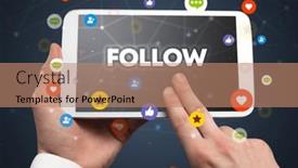  Presentation with social - Slide deck enhanced with close-up-of-a-touchscreen background and a coral colored foreground