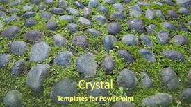  Presentation with paving - Cool new theme with close up of a typical medieval paving in bologna - italy - with grass and pebbles cobbled paving backdrop and a tawny brown colored foreground