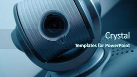  Presentation with video conference - Beautiful presentation theme featuring close-up of a webcam backdrop and a  colored foreground