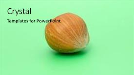  Presentation with green - Colorful slide deck enhanced with cleaving - close-up of a whole hazelnut backdrop and a mint green colored foreground