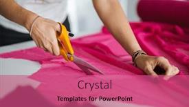  Presentation with fabric - Theme having close-up-of-a-woman background and a coral colored foreground