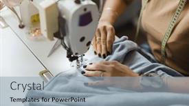  Presentation with sewing - PPT layouts featuring close-up-of-a-woman background and a light blue colored foreground