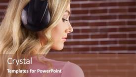  Presentation with red brick wall - Colorful slide set enhanced with close up of a woman listening to music against a red brick wall backdrop and a tawny brown colored foreground