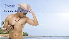  Presentation with soft drink - Theme featuring close-up of a young man holding a glass of soft drink background and a sky blue colored foreground