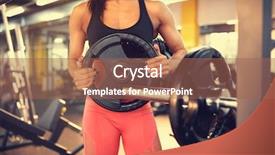  Presentation with barbell - Presentation design consisting of close up of adding weights background and a coral colored foreground