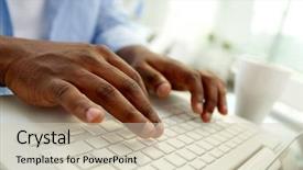  Presentation with african american - Presentation design consisting of close-up of african man background and a soft green colored foreground