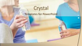  Presentation with club - Audience pleasing slide set consisting of close-up of aged women holding bottles of water and interacting in sport club backdrop and a cream colored foreground