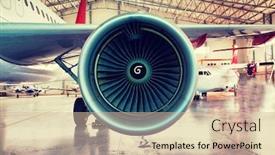  Presentation with airplane engine - Amazing PPT layouts having close-up-of-airplane-engine backdrop and a soft green colored foreground
