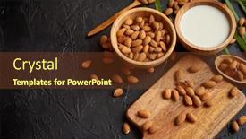  Presentation with almond milk - Beautiful PPT theme featuring close-up-of-almonds backdrop and a tawny brown colored foreground