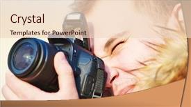  Presentation with photograph - Slides having close-up of amateur photographer preparing to photograph background and a lemonade colored foreground