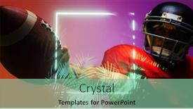  Presentation with football competition - PPT layouts having close-up-of-american-football background and a seafoam green colored foreground