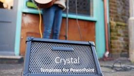  Presentation with acoustic - Slide deck having close-up-of-amplifier background and a ocean colored foreground