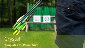  Presentation with arrows - Presentation design consisting of close up of an archer with arrows standing in fronts of the target background and a tawny brown colored foreground
