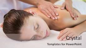  Presentation with spa - PPT theme with close up of an attractive young woman receiving back massage at spa center background and a soft green colored foreground