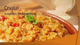  Presentation with quinoa - PPT layouts consisting of cuisine cooked clean food - close-up of an earthenware bowl background and a yellow colored foreground